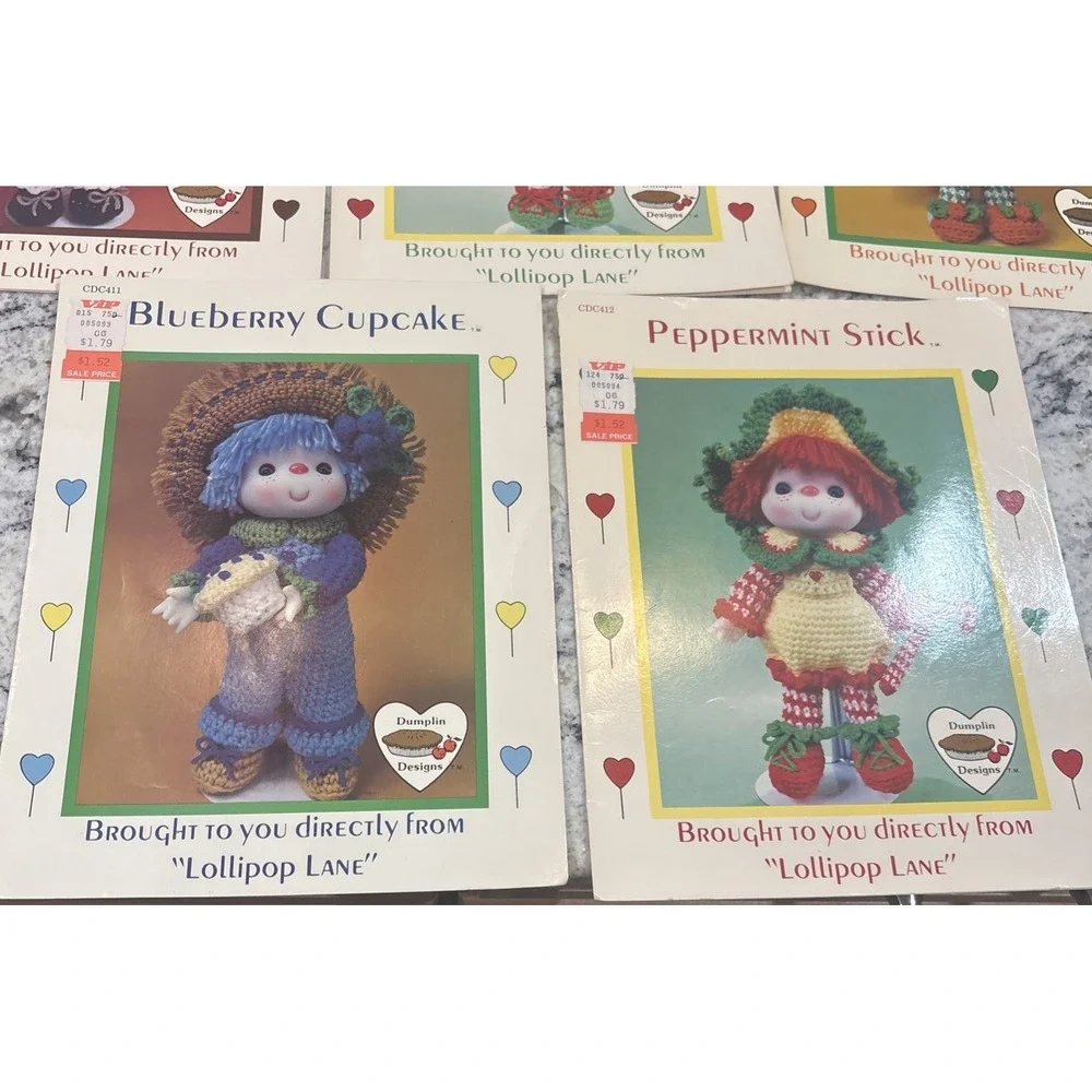 Vintage Dumpling‎ Designs Lollipop Lane Crochet Doll Patterns Full Set Of 12